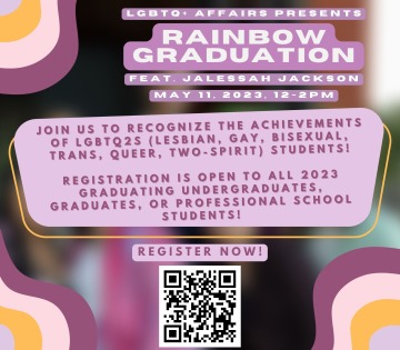 Rainbow Graduation featuring Jalessah Jackson, May 11, 12-2pm